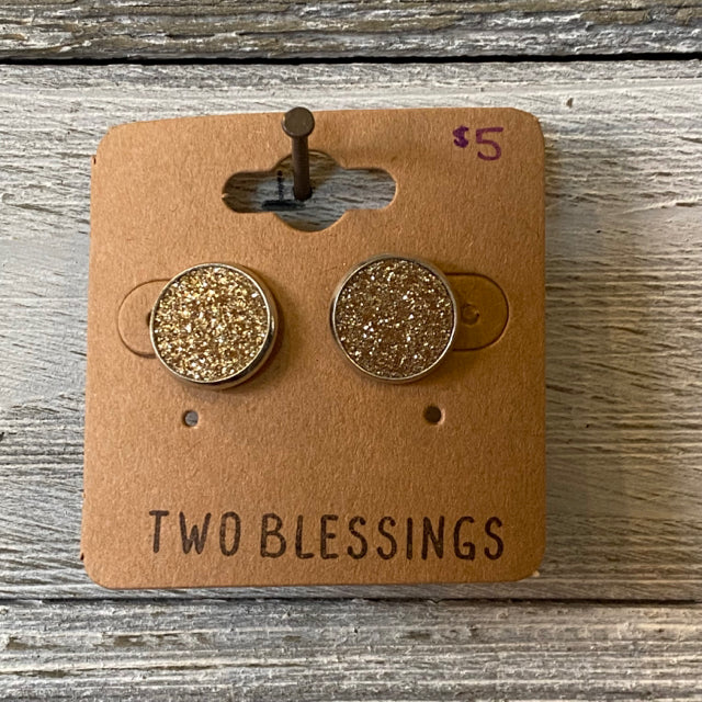 Two Blessings Earrings - Gold Glitter