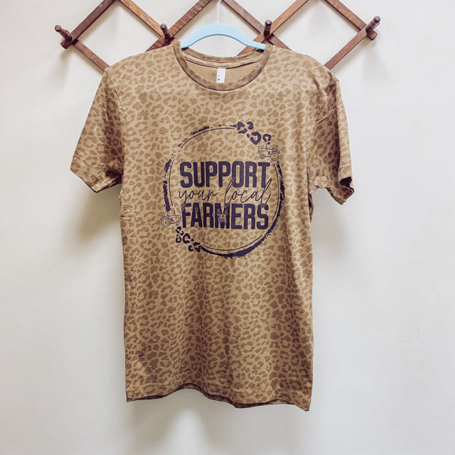 Support Your Local Farmers Leopard Tee - Size Large