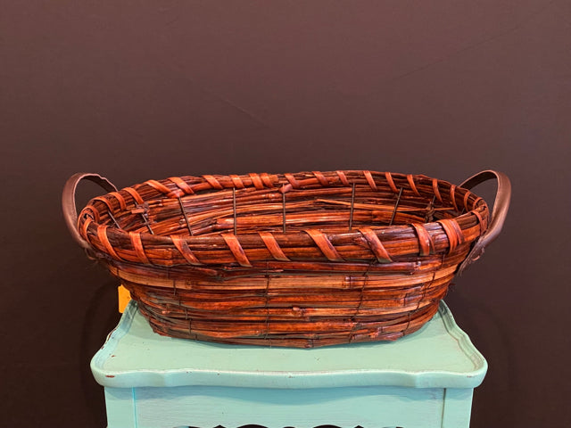 Basket With Faux Leather Handles
