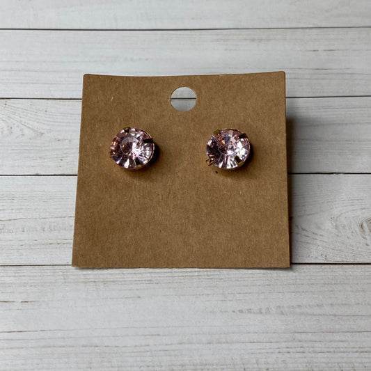 Pink Rhinestone Stud Earrings