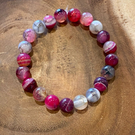 Inga Ann's Purple & Green Dyed Agate Beaded Bracelet