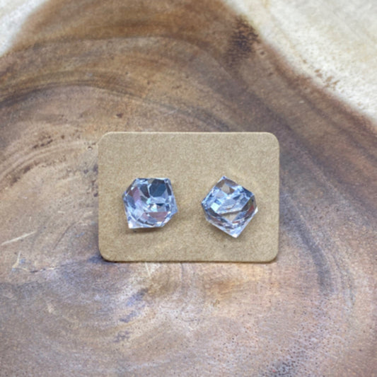 Clear Crystal Geometric Post Earrings