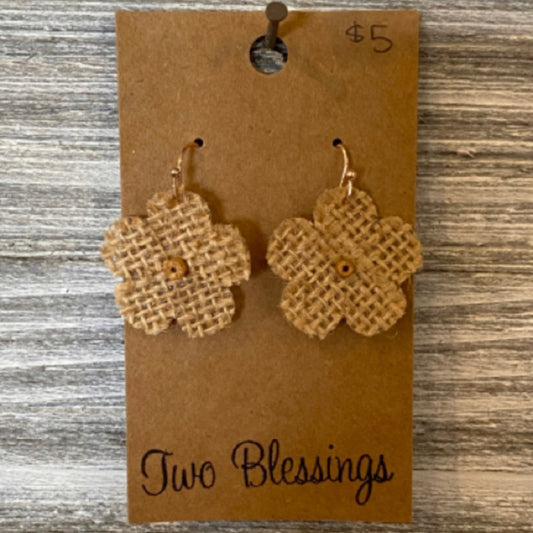 Two Blessings Earrings - Burlap Flower