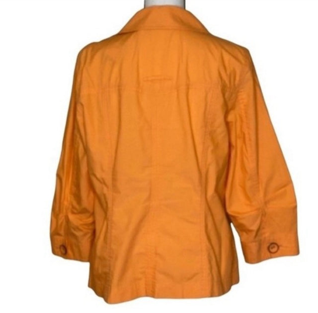 Chico's Sherbet Orange Lightweight Utility Jacket - Size Large