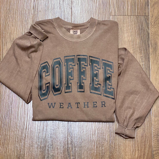 Coffee Weather Long Sleeve Graphic Tee - Size Large