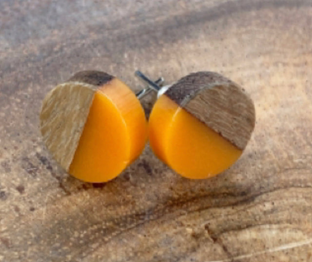 Two Blessings Earrings - Orange & Wood