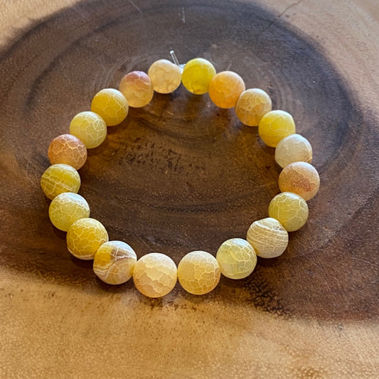 Inga Ann's Orange Crackle Agate Beaded Bracelet