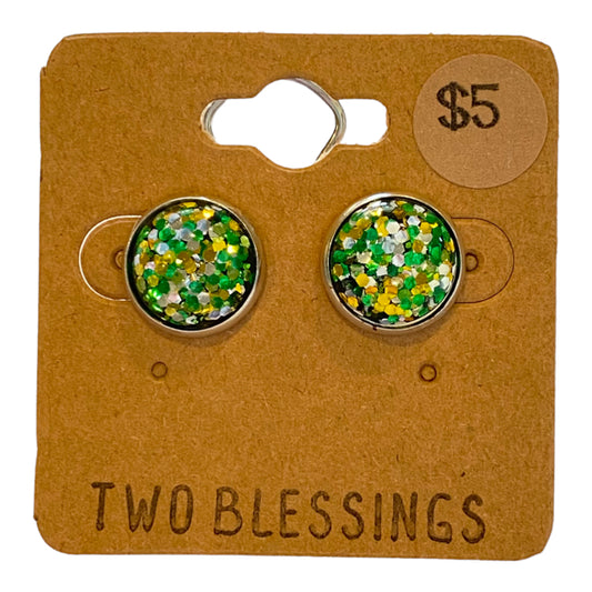 Two Blessings - Green & Yellow Druzy Earrings