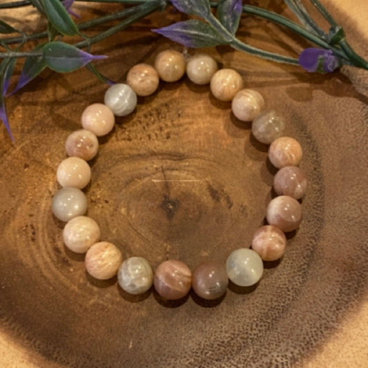 Inga Ann's Beaded Bracelet - Orange & Pink Sunstone