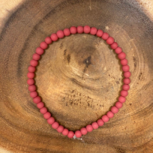 Inga Ann's Matte Dark Red Beaded Bracelet - 4mm Beads
