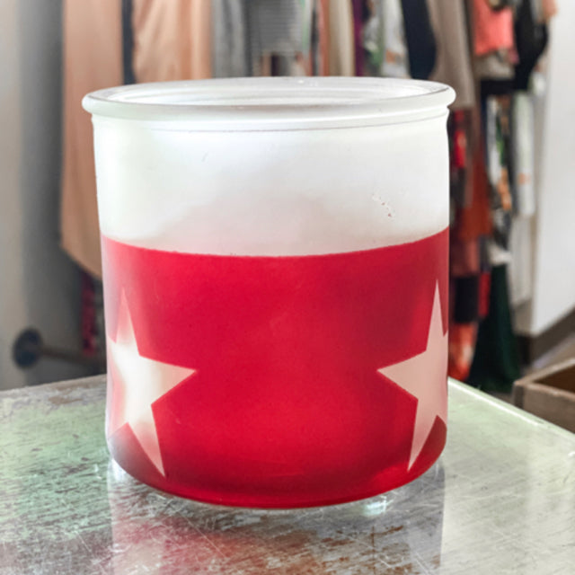 Star Print Glass Jar Candle Holder