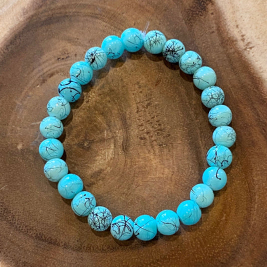 Inga Ann's Turquoise w/Black Splatter Beaded Bracelet