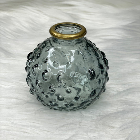 Blue Hobnail Round Glass Vase