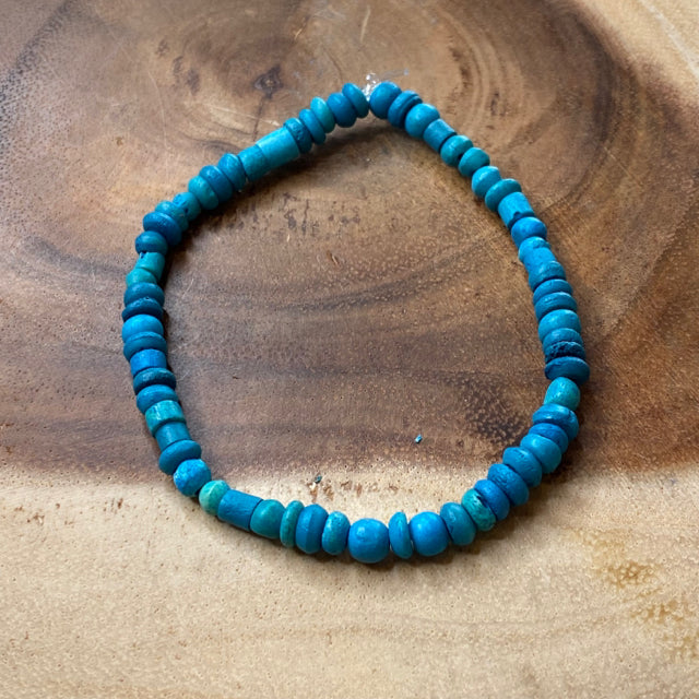 Inga Ann's Beaded Bracelet - Blue Dyed Bone
