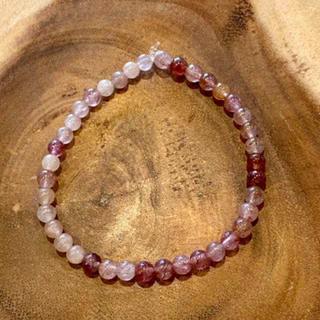 Inga Ann's Strawberry Quartz Beaded Bracelet - 4mm Beads
