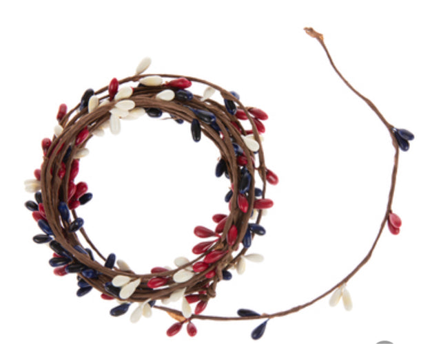 Primitive Red, White & Blue Berry Garland