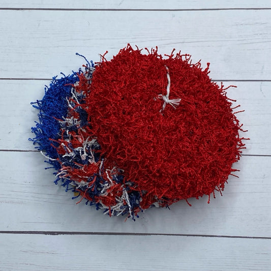 3 Textured Pot Scrubbers - Red/White/Blue