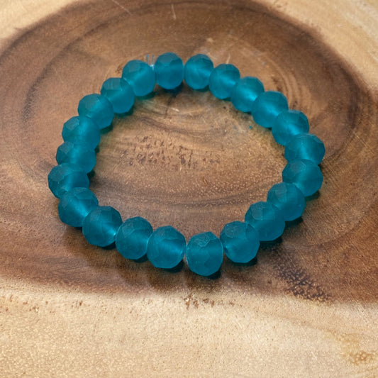 Inga Ann's Beaded Bracelet - Fauceted Turquoise Glass