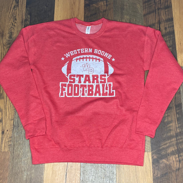 Western Boone Stars Football Crewneck Sweatshirt - Size Large