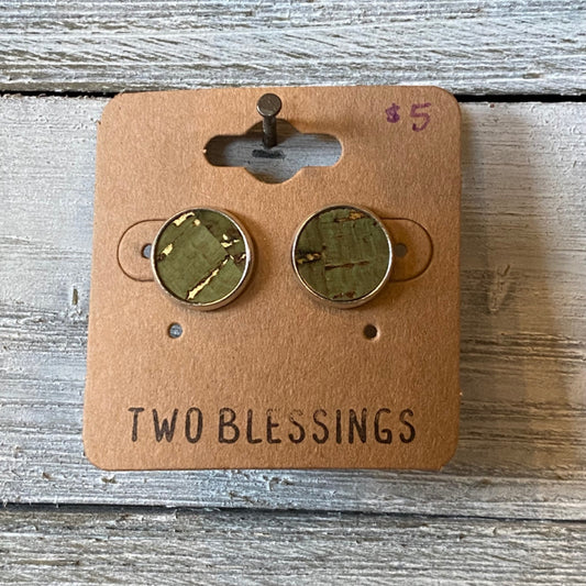 Two Blessings Earrings - Green & Gold