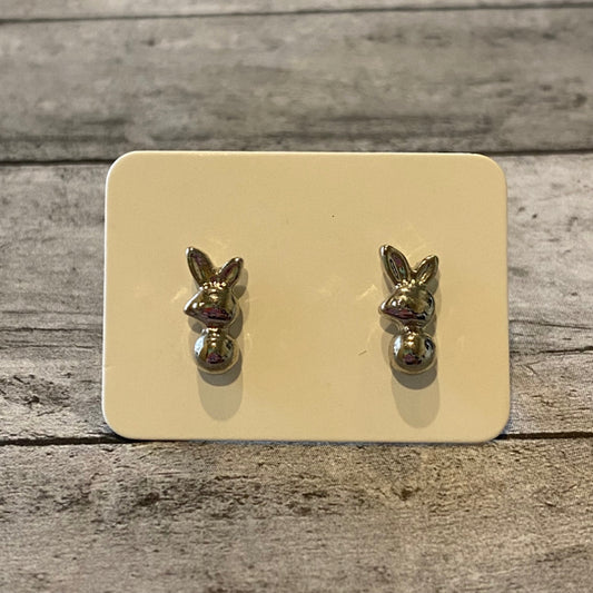 Silver Tone Bunny Rabbit Earrings