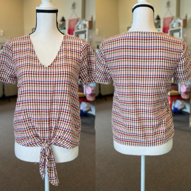 Madewell Plaid Tie Front Top - Size XS