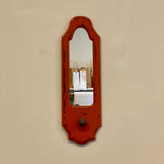 Red Distressed Mirror/Coat Hook