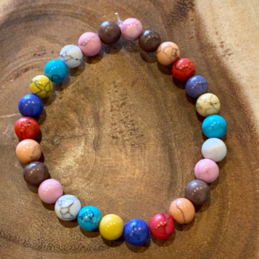 Inga Ann's Multicolor Marble Glass Beaded Bracelet