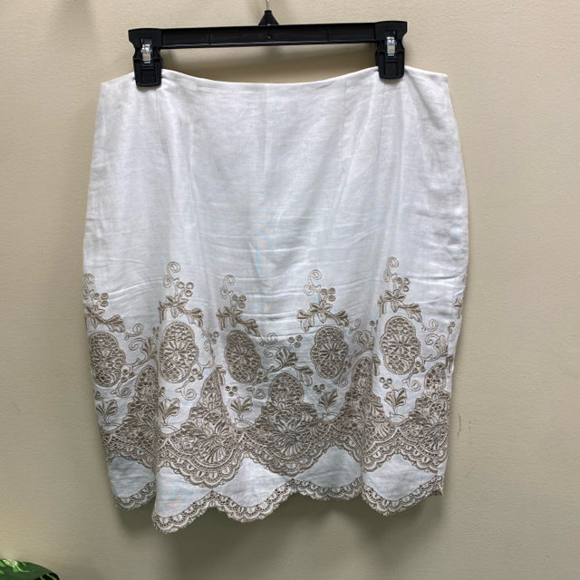 Ann Taylor Reflection Eyelet Scallop Hem Embroidered Linen Skirt - Size 10