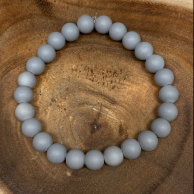 Inga Ann's Matte Gray Beaded Bracelet - 8mm Beads