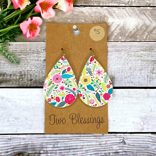 Floral Print Teardrop Earrings