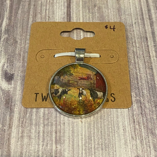 Two Blessings Necklace Charm - Cows/Farm