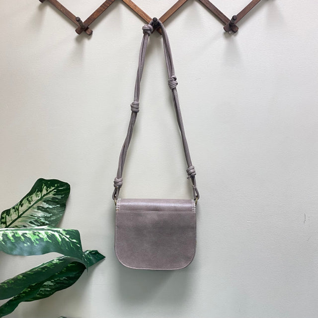 Gray Whipstitch Saddle Handbag