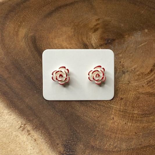 Red Tipped Rose Earrings