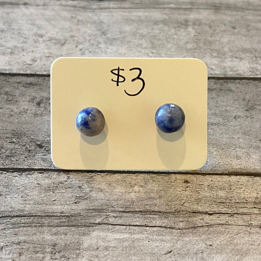 Blue Marble Stud Earrings