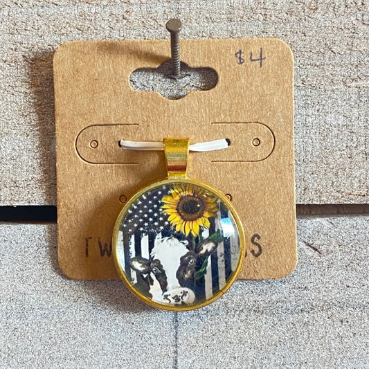 Two Blessings Charm - Sunflower/Cow/Flag