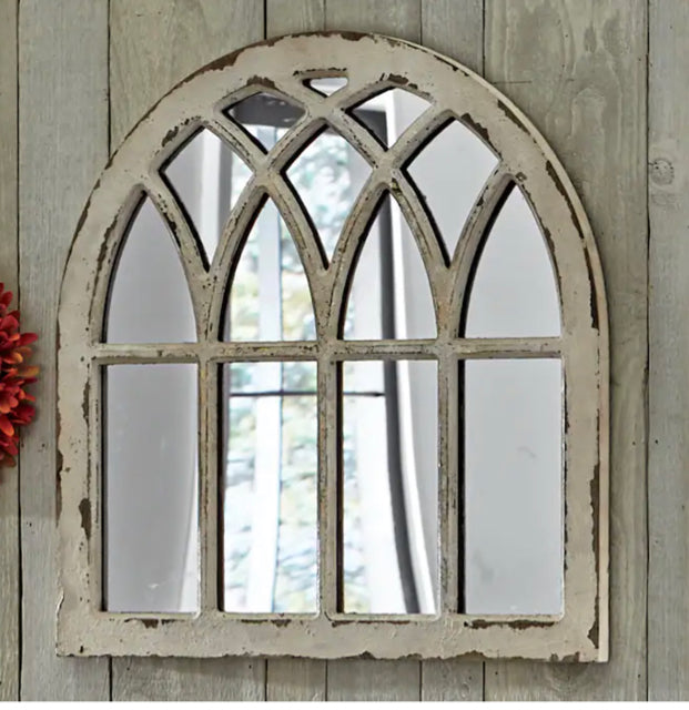 Rustic Cathedral Arch Wood Farmhouse Wall Mirror