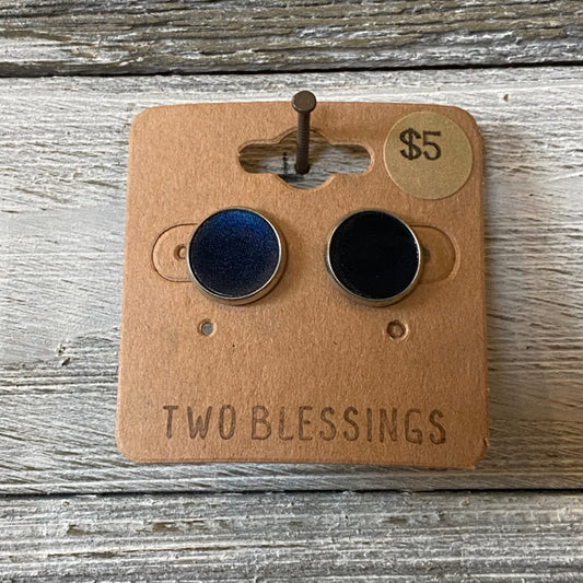 Two Blessings Earrings - Shiny Navy Blue