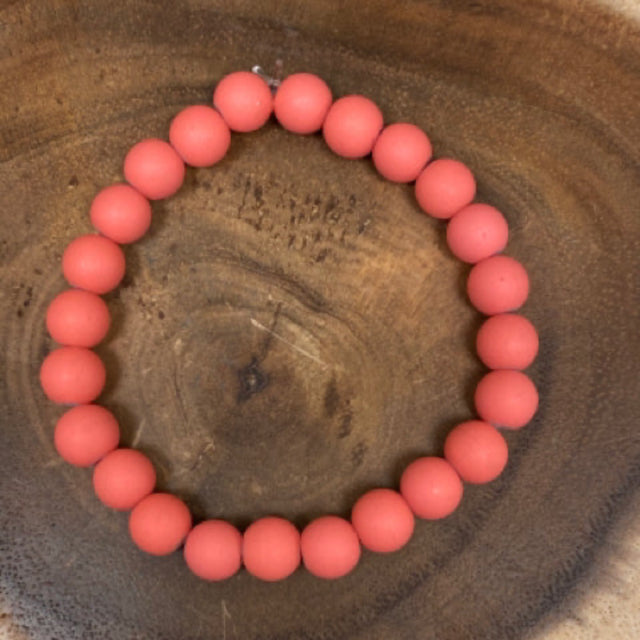 Inga Ann's Matte Orange Beaded Bracelet - 8mm Beads