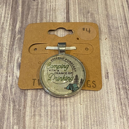 Two Blessings Necklace Charm - Camping
