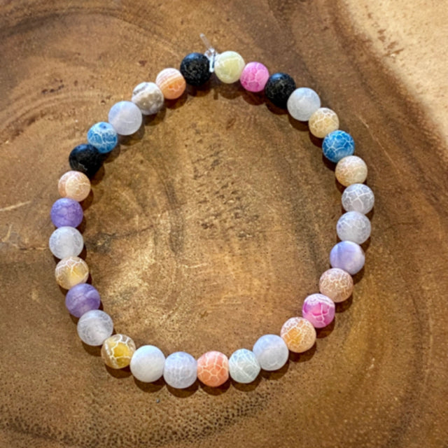 Inga Ann's Multicolor Crackle Agate Beaded Bracelet