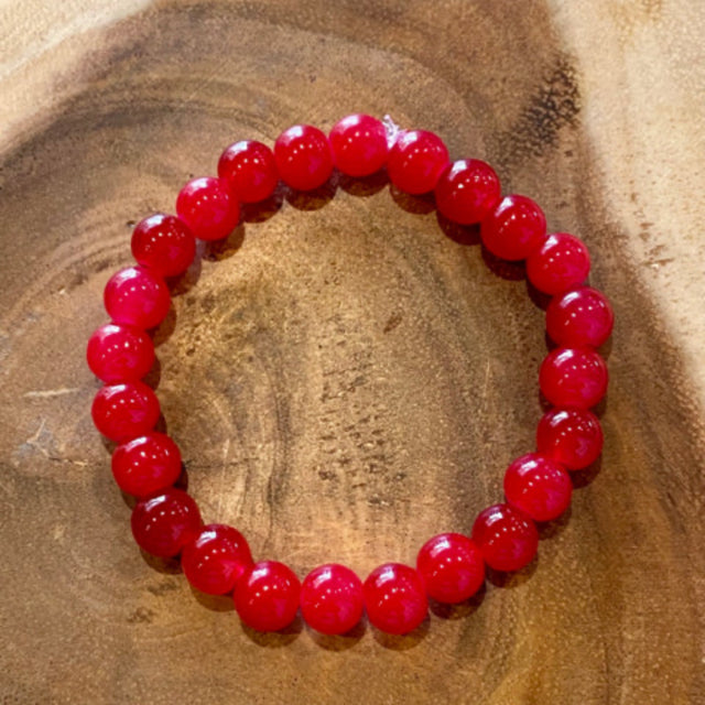 Inga Ann's Red Glass Beaded Bracelet