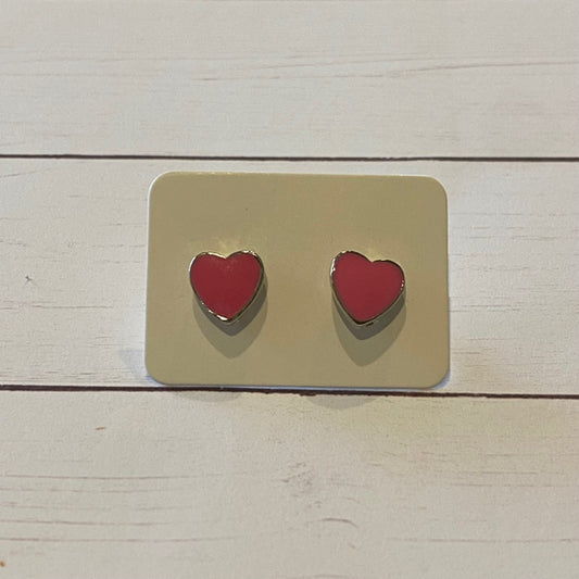 Pink Heart Post Earrings