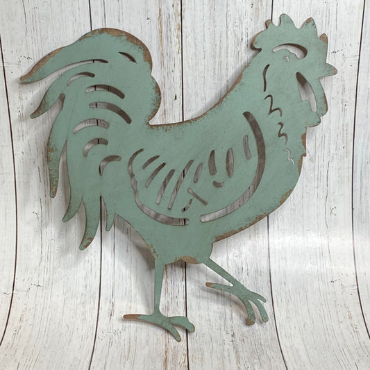 Metal Rooster Sign - 13"