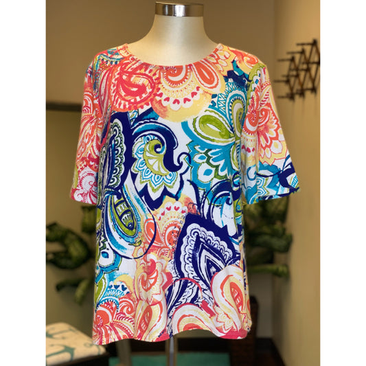 Chico's Prismatic Paisley Tee - Size Large