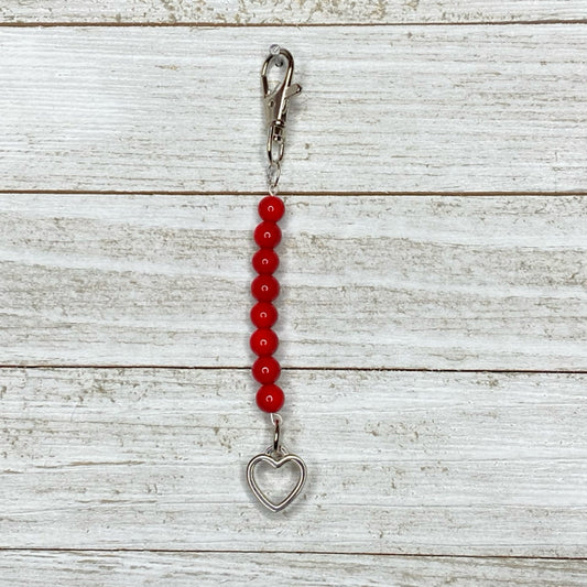 Inga Ann's Keychain Charm - Red w/Heart Charm