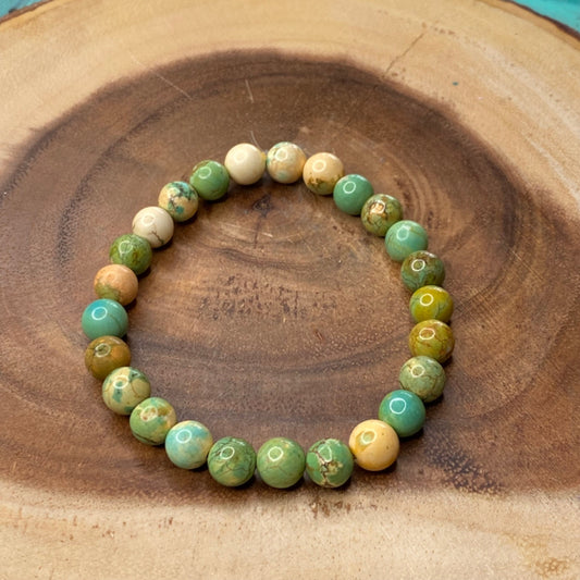 Inga Ann's Beaded Bracelet - Turquoise Dyed Stone - 8mm