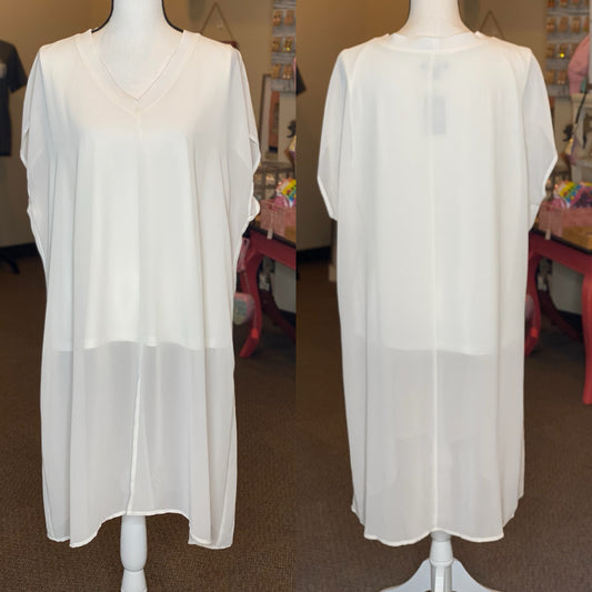 Alfani White Cap Sleeve V Neck Evening Top - Size 2X