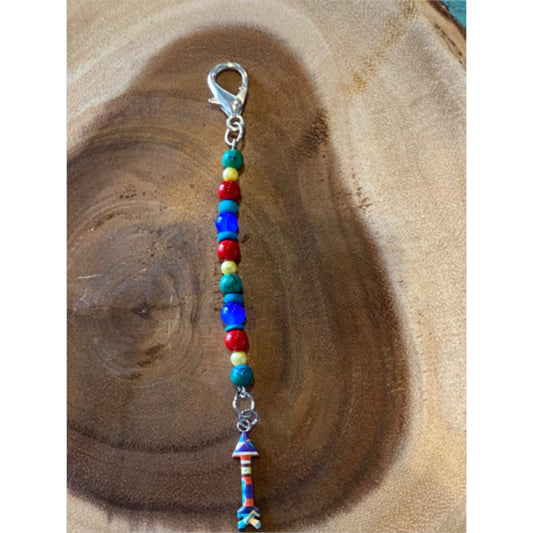 Inga Ann's Beaded Keychain Bag Charm w/Arrow Charm