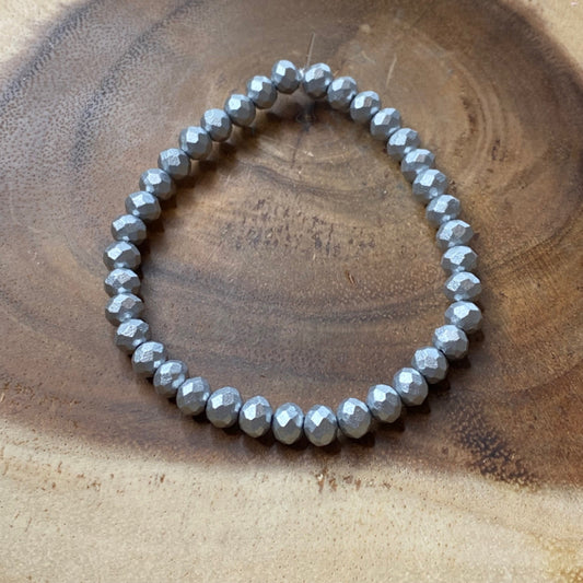 Inga Ann's Beaded Bracelet - Silver Fauceted - 6mm